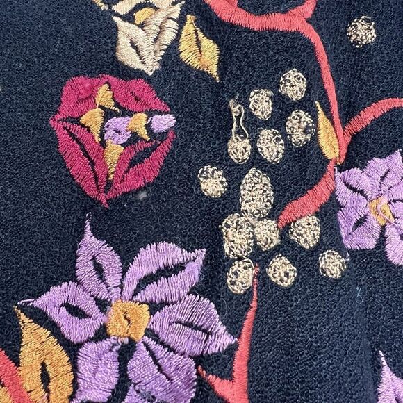 Harari Blouse Women’s Small Multicolor Floral Embroidered Artsy Forest Fairy - Picture 3 of 10